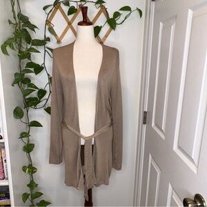 TALBOTS Open Tie Waist Tan Cardigan